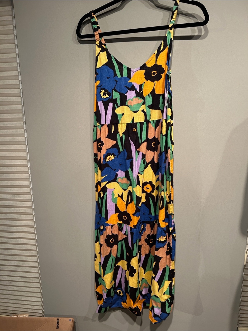 Roxy Floral Midi Dress in Black, Yellow, Blue, Purple